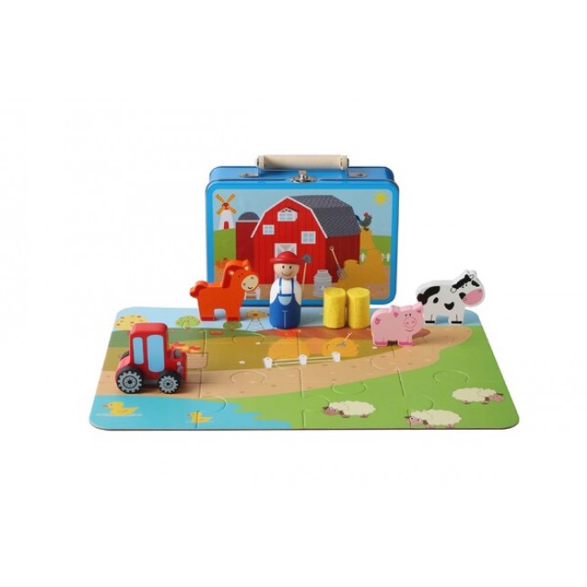 Farm Playset in Tin Case